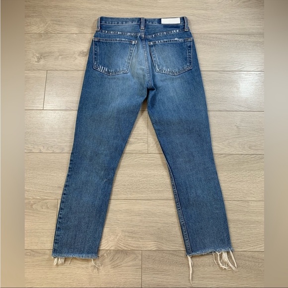 RE/DONE High Rise Ankle Crop Distressed Jeans in Square Destroy - Picture 3 of 10
